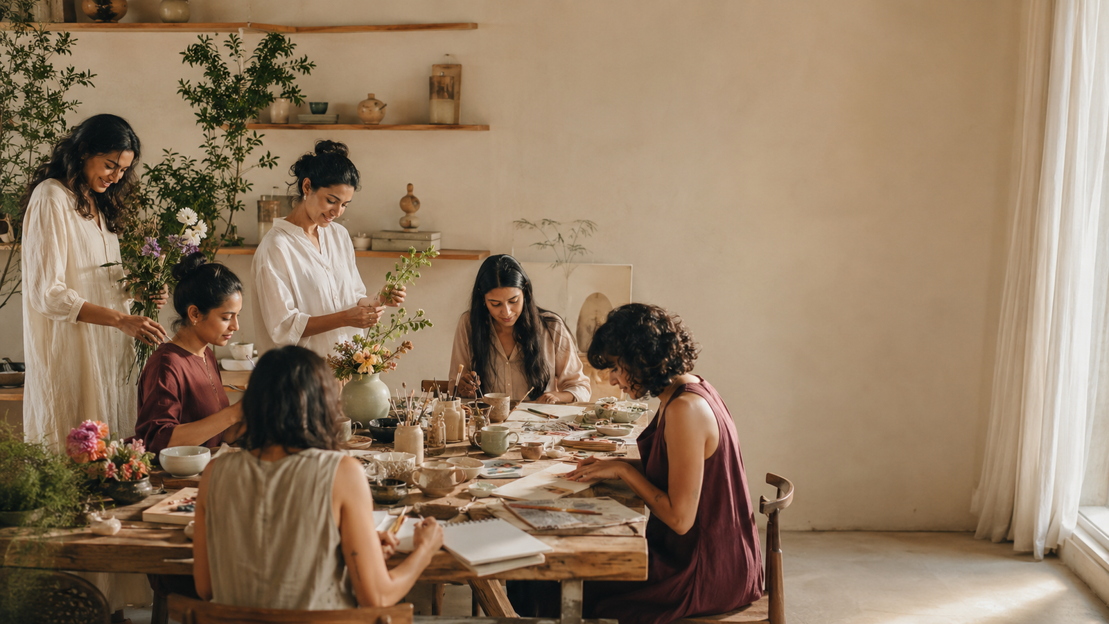 Indian women enjoying a creative Ellaria workshop